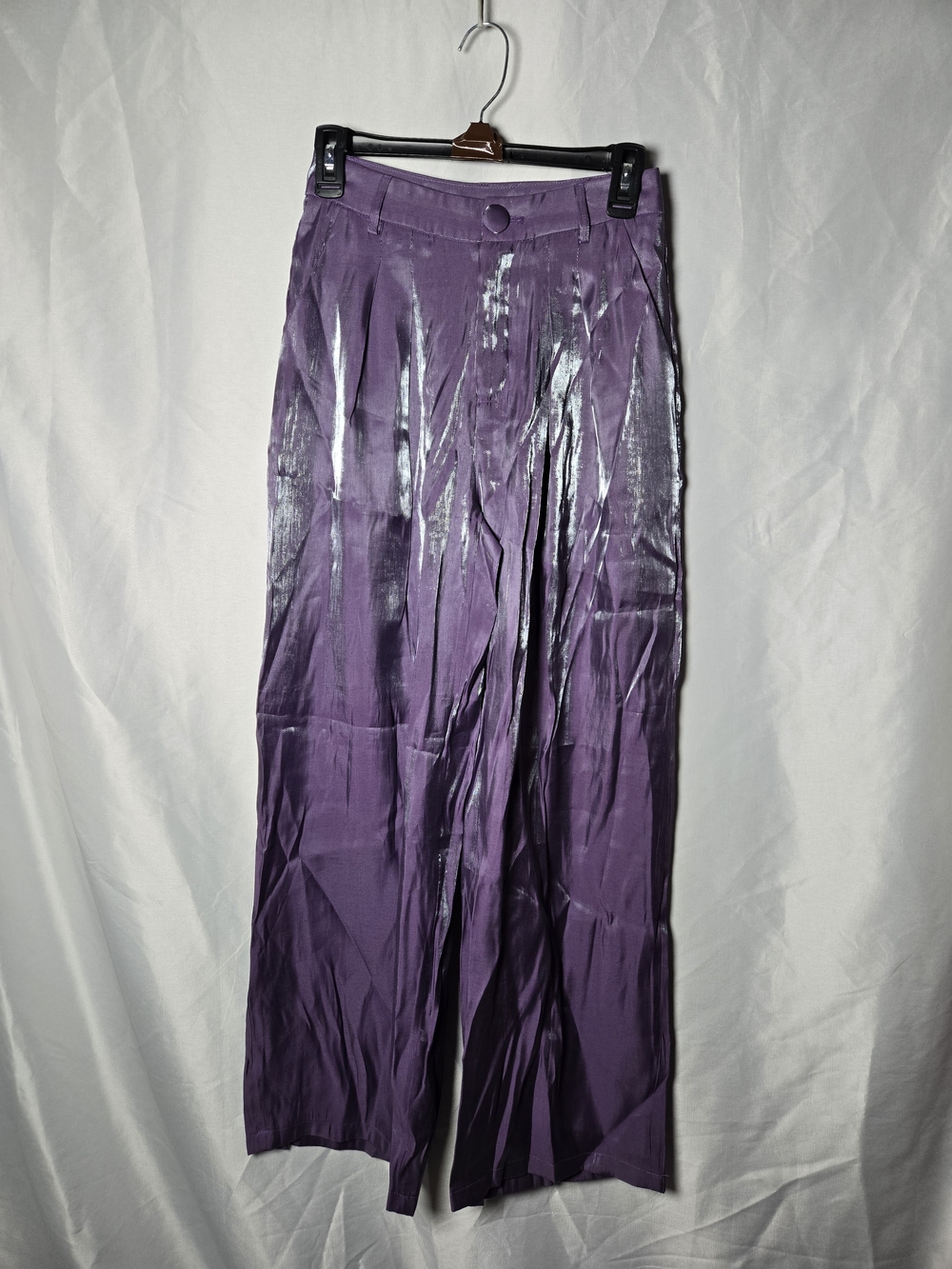 Cider Purple Metallic Shimmer Wide Leg Pants NWT - Size XS